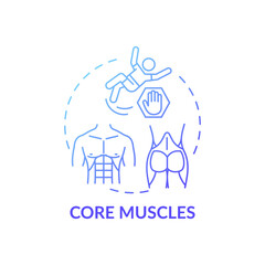 Core muscles concept icon. Physical training type idea thin line illustration. Good posture. Bad balance reduction. Tightening abdominal muscles. Vector isolated outline RGB color drawing