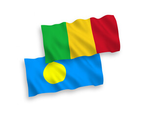 Flags of Palau and Mali on a white background
