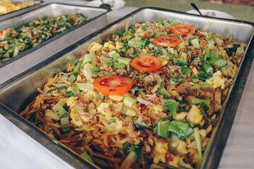 Mie Goreng Jawa or bakmi jawa or java noodle. Indonesian traditional street food noodles from central java or Yogyakarta, indonesia.