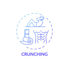 Crunching concept icon. At-home workout session idea thin line illustration. Strengthening core. Building strength and stability. Getting six-pack abs. Vector isolated outline RGB color drawing