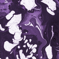 Pink and purple marble ink texture on watercolor paper background. Marble stone image. Bath bomb effect. Psychedelic biomorphic art.