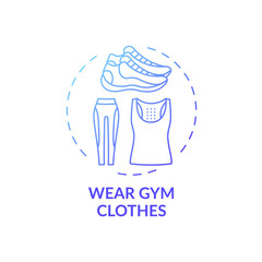 Wearing gym clothes concept icon. Home physical training tip idea thin line illustration. Protection from environment. Increasing sweat session efficiency. Vector isolated outline RGB color drawing