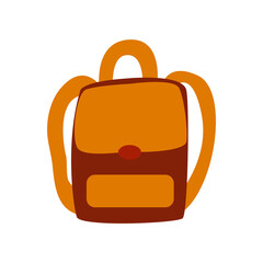 School bag backpack. Colorful hand drawn vector illustration isolated doodle. Boho
