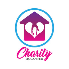 charity and care logo, emblems and insignia with text space for your slogan tagline. vector illustration