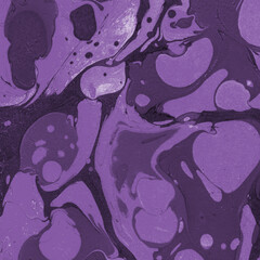 Fototapeta premium Pink and purple marble ink texture on watercolor paper background. Marble stone image. Bath bomb effect. Psychedelic biomorphic art.