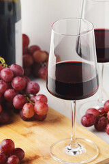 Red wine in a transparent white glass