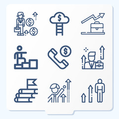 Simple set of 9 icons related to professional life
