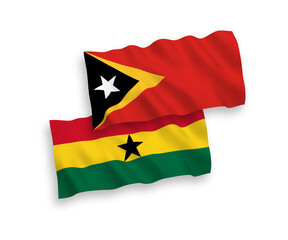 Flags of East Timor and Ghana on a white background