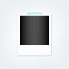 Retro photo frame. White textured border. Vector illustration, flat design