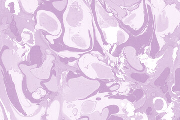 Pink marble ink texture on watercolor paper background. Marble stone image. Bath bomb effect. Psychedelic biomorphic art.