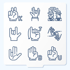 Simple set of 9 icons related to bilingual