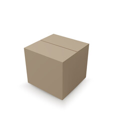 Closed isometric box. paper parcel. Realistic carton. Vector illustration
