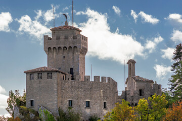 Fototapeta na wymiar La Cesta, also known as Fratta or Second Tower, is one of the three towers that dominate the city of San Marino