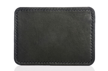 Clean black leather label tag