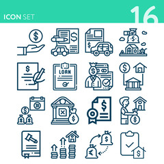 Simple set of 16 icons related to guarantees