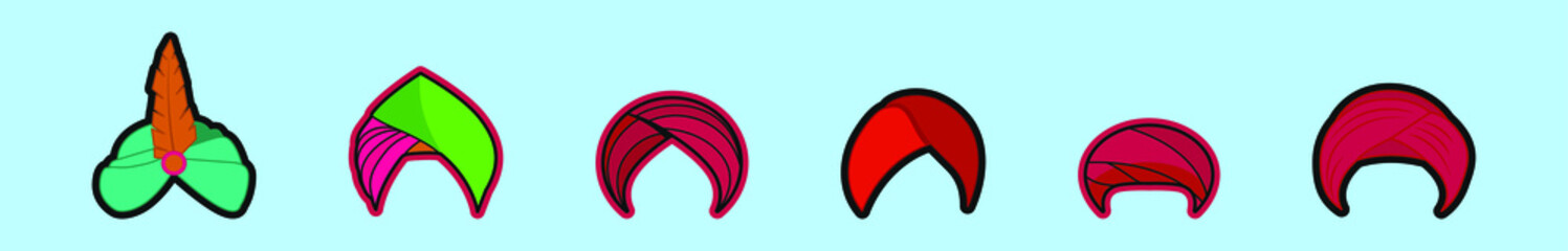 set of people fashion turban cartoon icon design template with various models. vector illustration isolated on blue background
