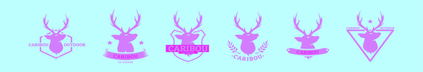 set of deer or caribou cartoon icon design template with various models. vector illustration isolated on blue background
