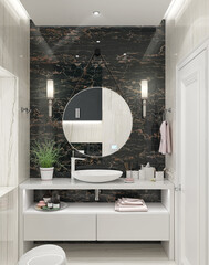 Contemporary bathroom design ideas, 3D render