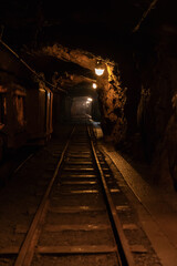 Fototapeta na wymiar Deep in the old uranium mine, the city of Jachymov in the Czech Republic 