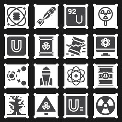 16 pack of nuclear  filled web icons set