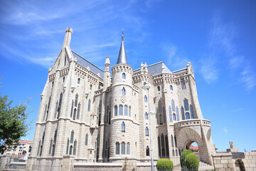 Fototapeta na wymiar Episcopal Palace designed by Gaudi in Astorga, Leon, Spain