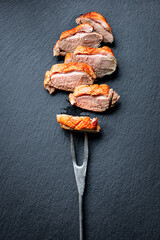 duck breast meat fried poultry barbecue grill portion on the table healthy meal snack top view copy space for text food background rustic image keto or paleo diet