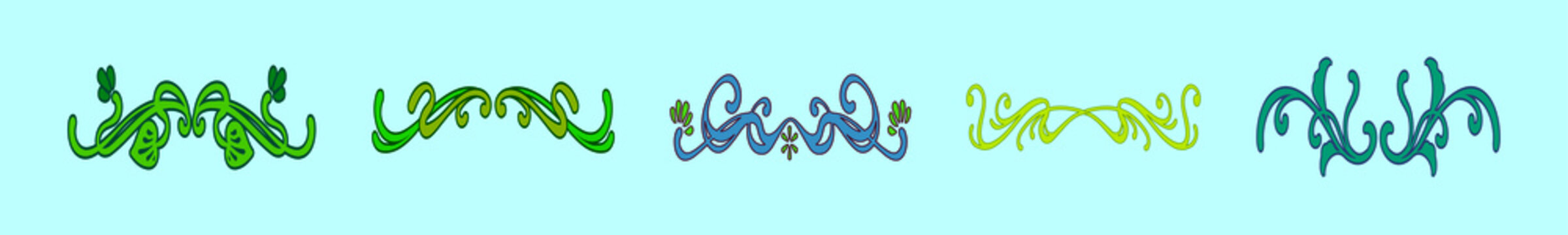 set of art ornaments cartoon icon design template with various models. vector illustration isolated on blue background