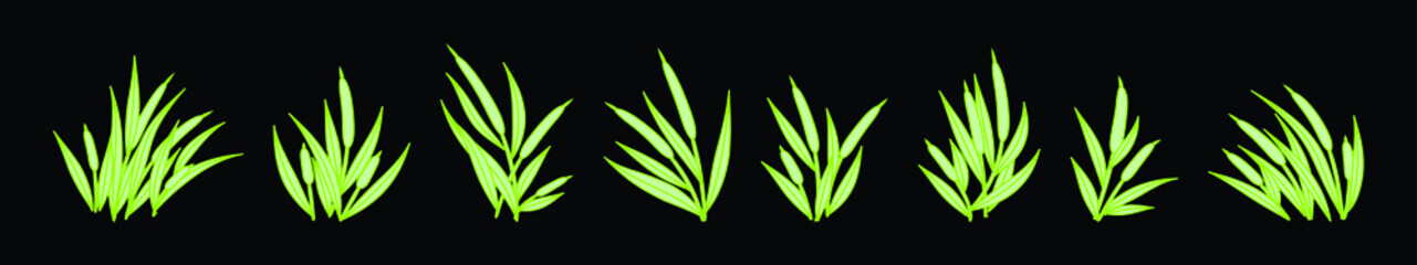 set of cattail cartoon icon design template with various models. vector illustration isolated on black background