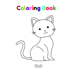 Coloring Book Cat For Kid Cartoon Illustration Vector