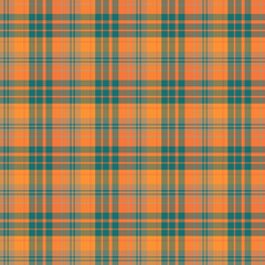 Seamless pattern in cute orange, beige and water green colors for plaid, fabric, textile, clothes, tablecloth and other things. Vector image.