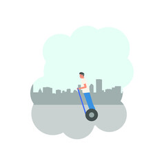 man riding on electric hoverboards