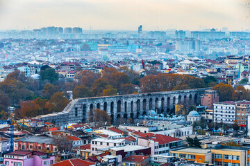 Naklejka premium The Valens Aqueduct view in Istanbul.
