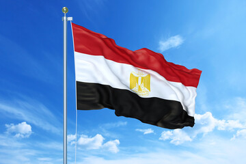 Egypt flag waving on a high quality blue cloudy sky, 3d illustration