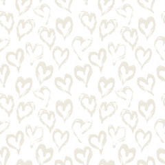 Seamless heart pattern. Hand painted ink brush