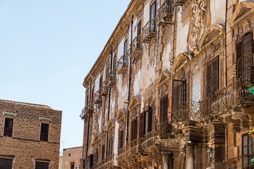 Fototapeta na wymiar Old abandoned building in Palermo, Sicily, Italy