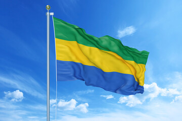 Gambia flag waving on a high quality blue cloudy sky, 3d illustration