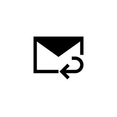 Reply email symbol icon in glyph style. Message and email symbols with conditions. Vector