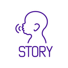 Baby speaking RGB color icon. Infant speaking. Toddler talking. Preschool child telling story. Childcare, parenting. Developmental milestone. Early childhood development. Isolated vector illustration