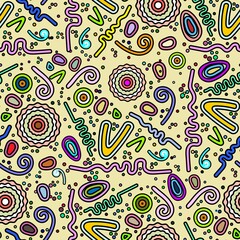 abstract seamless pattern. bright multi-colored shapes on a beige background. memphis style. colorful cover, print.