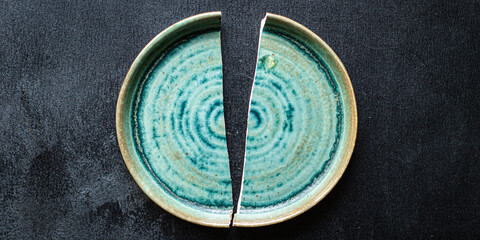 broken plate for food handmade ceramics dishes shards on the table