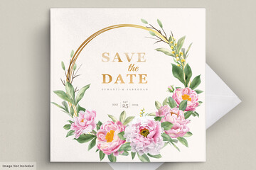 Wedding invitation card with beautiful flowers