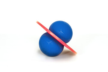 Balance trainer isolated on white background. Bouncy ball as a fitness equipment.