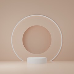 White Product Stand in orange room ,Studio Scene For Product ,minimal design,3D rendering