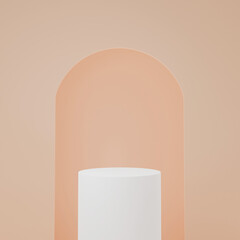White Product Stand in orange room ,Studio Scene For Product ,minimal design,3D rendering