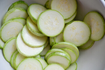 Zucchini. Fresh vegetable cut into rings.