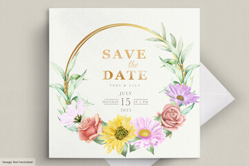 Wedding invitation card with beautiful flowers