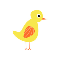 Beautiful bright bird. Multicolored cartoon bird. Design element in flat style isolated on white background. Vector illustration