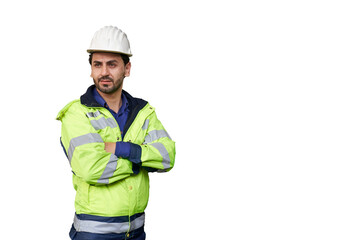 Smart engineer portrait on white isolate background