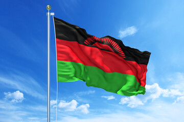 Malawi flag waving on a high quality blue cloudy sky, 3d illustration