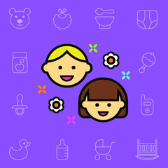 Set of baby icons. Vector illustration